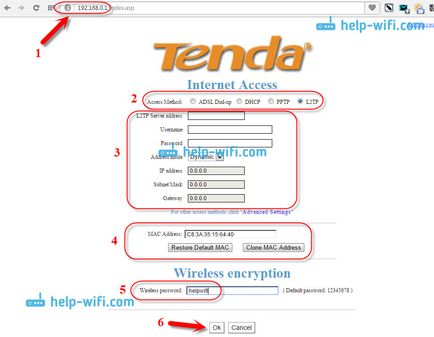 Beállítása a router Tenda N3 - csatlakoztassa az interneten létrehozott wi-fі és jelszó
