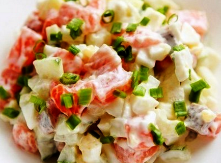 Saláta piros hal, egyszerű receptek