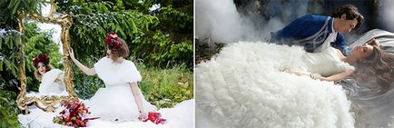 Esküvői mesebeli stílusban - tervezési ötletek, a kép a menyasszony és a vőlegény fotó és videó