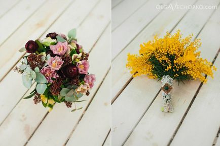 Menyasszonyi csokor és boutonniere a vőlegény