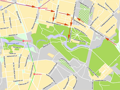 Vezetési Kuzminki Park (Park Kultury rest) Scheme Kuzminki Park