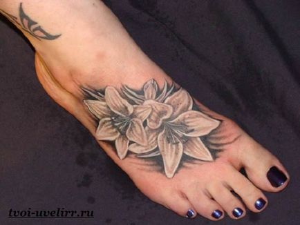 Tetoválás a lábán, az értékek, és a fotók, a ékszerész