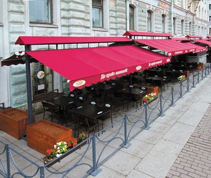 Ponyvák nyári kávézók Moszkva és Budapest, gyártása Sátor, sátrakban
