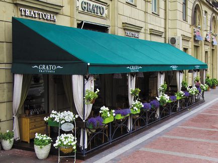 Ponyvák nyári kávézók Moszkva és Budapest, gyártása Sátor, sátrakban