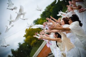 Miért esküvő felszabadító fehér galambok