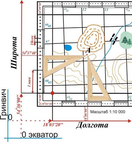 Elenite földrajzi és derékszögű koordinátákat a térkép, a pontokat a körvonalait védjegyek