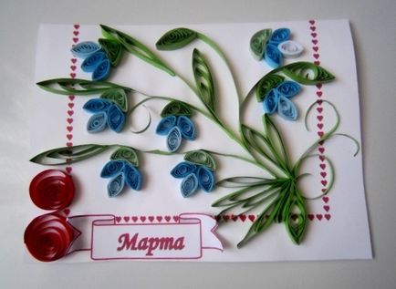 Melyik kártya a virágok és a színek is történt a technika Quilling