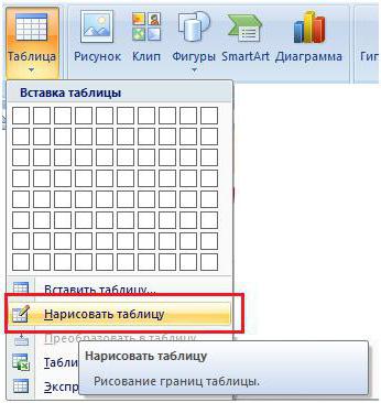 Hogyan hozzunk létre egy táblázatot Szó (utasítás) (create) Hogyan hozzunk létre egy Word táblázat (kézi)