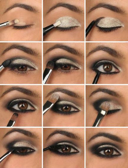 Smink Smokey Eyes barna szeme kép, lépésről lépésre