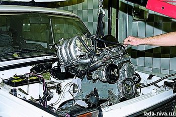 Motor eltávolítása vázák mező 21213, 21214, 2131 lada 4x4