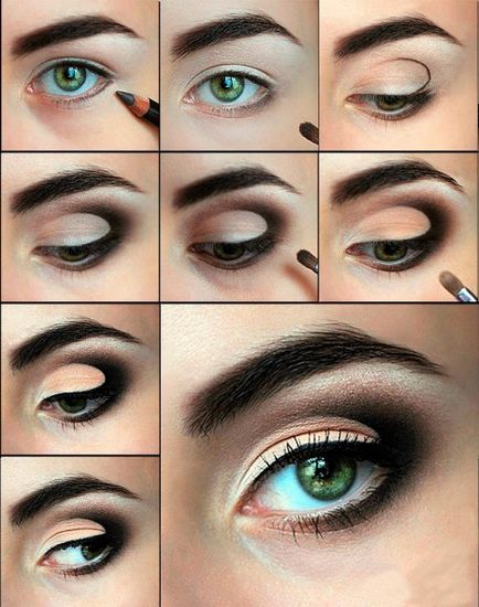 Esti smink kezeddel (esti sminket szürke szeme fotó) Este make-up a kezüket