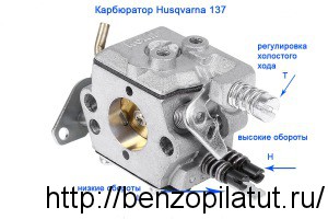 Láncfűrész HUSQVARNA (Husqvarna) 137 beállítása karburátor, minden láncfűrészek (137E) Láncfűrész HUSQVARNA (Husqvarna) 137 beállítása karburátor, minden láncfűrészek