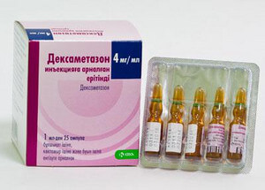 Dexametazon (injekciók) használati utasításokat, amelyek kijelölik, intramuszkulárisan és intravénásán,