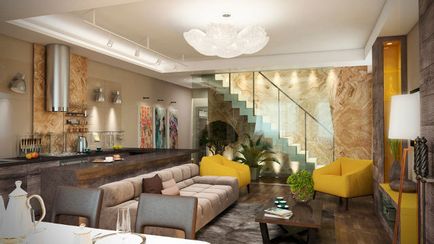nappali kialakítása a privát tájház, fotók enteriőrök és a design tippek (ház) A design a nappali egy privát tájház fotók enteriőrök és a design tippek