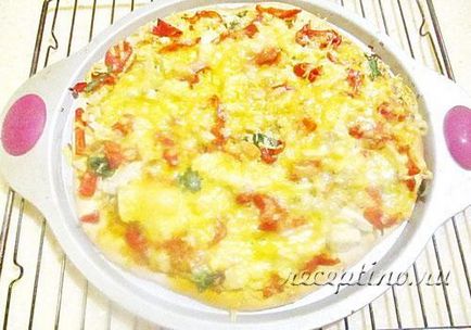 Házi pizza csirkével és sajttal - lépésről lépésre recept fotók (pizza) Házi pizza csirkével és sajttal - lépésről lépésre recept fotók