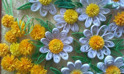 Festés „bájos őszirózsa” a technika „Quilling”