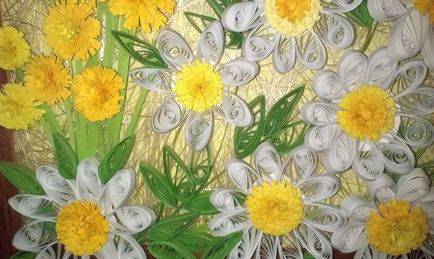 Festés „bájos őszirózsa” a technika „Quilling”