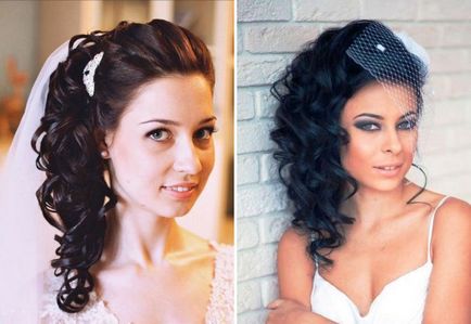Gyönyörű esküvői frizurák közepes haj - a fátylat, frufru, tiara, virágok (közepes) Gyönyörű esküvői frizurák közepes haj - a fátylat, frufru, tiara, virágok