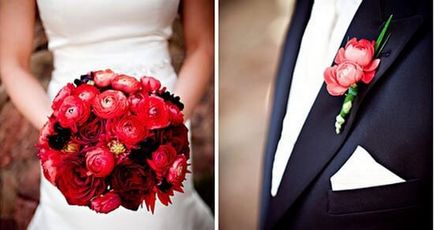 Red esküvői csokor virág és válasszuk paletta