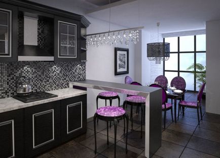 Konyha-étkező (44 fotó) terv kombinált konyha vizuálisan külön területeket