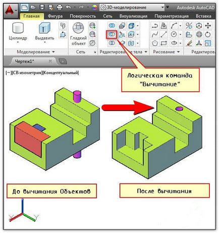 Egyesítve és kivonás AutoCAD (AutoCAD) Ötvözi és kivonás AutoCAD