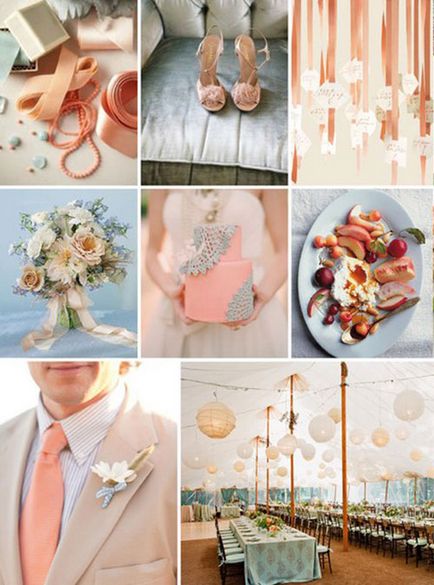Peach esküvő vagy esküvői barack színű fényképes és példák