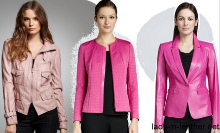 Pink bőrkabát, bőr és szőrme (dzseki) Pink bőrkabát, bőr és szőrme