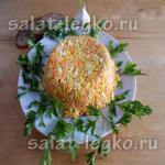 Saláta csirkével, gombával és paradicsommal recept egy fotó