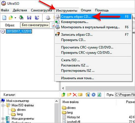 Készítsen lemezképet iso (hozzon létre egy disk image) Készítsen lemezképet iso