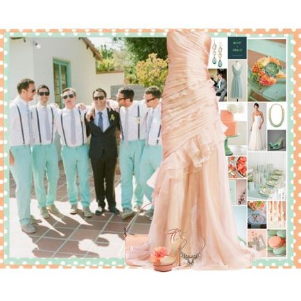 Esküvő egy barackszínű stílusos és divatos design fotók