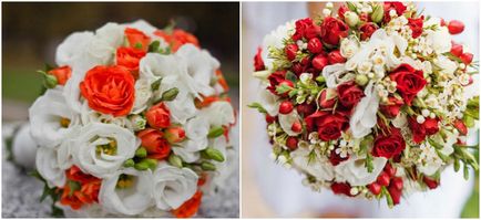 Esküvői csokor vörös rózsa - lehetőség kombinálható más színekkel, fotók