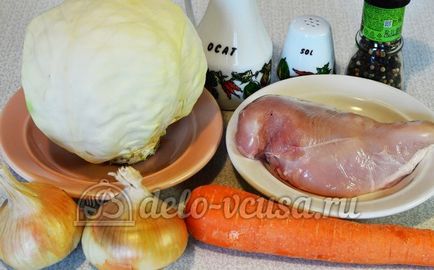 Párolt káposzta csirke recept lépésről lépésre (10 fotó)