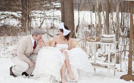Téli esküvő a menyasszony szépen szigetelje