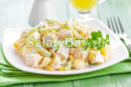 Saláta csirkével és ananász, receptek