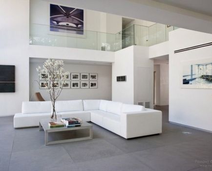Belsőépítészet és a nappali egy minimalista stílusban, elrendezése ötletek a fotó