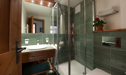 Belső fürdő zuhanyzóval és fotó design fürdőszoba zuhanyzóval