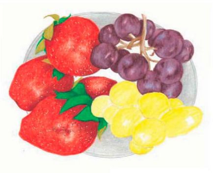 Hogyan kell felhívni a gyümölcs csendélet színes ceruzák