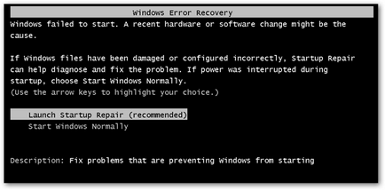 Recovery be- vagy indítási javítás (windows 7) (Windows) Recovery be- vagy indítási javítás (Windows 7)