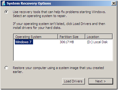 Recovery be- vagy indítási javítás (Windows 7) (nem váltott Windows 7 bevezetése hasznosítás) Recovery be- vagy indítási javítás (Windows 7)