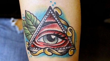 Mindent látó szem vagy egy háromszög szimbólum érték, ikon, tetoválás