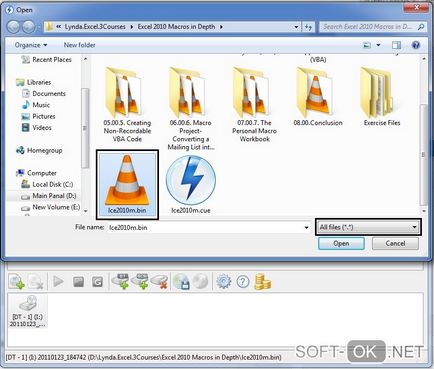 A nyitott bin fájlok a Windows 7 és a 10 részletes utasításokat