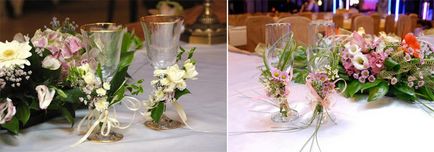 Virágok esküvői asztalra ifjú és a vendégek - bejelentés és szállás lehetőség, fotók