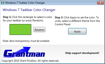 Hogyan változtassuk meg a színét a tálcán a Windows 7 kétféleképpen