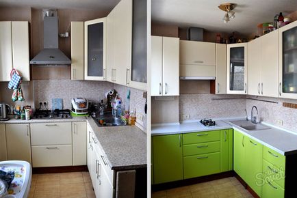 Hogyan lehet frissíteni a konyhában a konyhában kezével - Utána képek