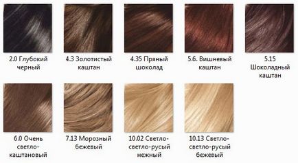 Loreal ekselans 10 - a paletta a haj szín, a legjobb hajfesték