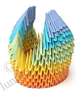 Origami hattyú kifogyott a papír - létrehozását hattyú ki háromszög modulok