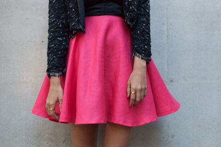 Rózsaszín szoknya viselése stílus ceruza és fellobbant, hosszú modell a padló és a midi, divat íjak és képek