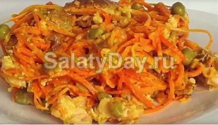 Koreai saláta sárgarépa és a csirke - fűszeres hideg előétel recept fotók és videó (koreai) Koreai saláta sárgarépa és a csirke - fűszeres hideg előétel recept fotókkal és videó
