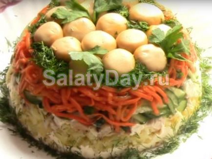Koreai saláta sárgarépa és a csirke - fűszeres hideg előétel recept fotók és videó (koreai sárgarépa saláta csirke) Koreai saláta sárgarépa és a csirke - fűszeres hideg előétel recept fotókkal és videó