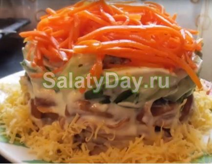 Koreai saláta sárgarépa és a csirke - fűszeres hideg előétel recept fotókkal és videó